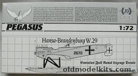 Pegasus 1/72 Hansa-Brandenburg W-29 - With Full Naval Lozenge Decals, 4006 plastic model kit